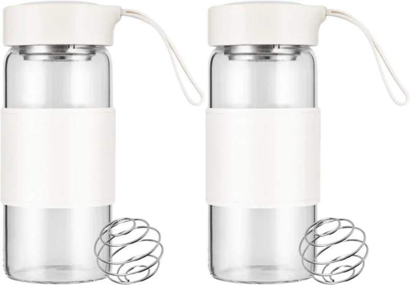 Shaker Glas 16oz BPA-freies mit Sieb 304SS Mischball (Weiß 2er