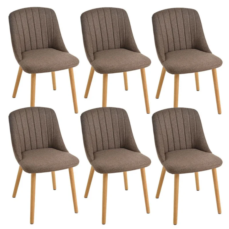 Esszimmerstuhl Braun 6er Set | Polsterstuhl Holzbeine | Ergonomisch