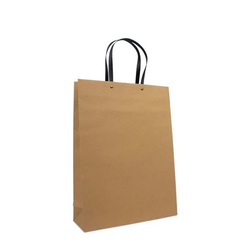 Eco-friendly Carrier Bags with black kraft handles 30+10x40cm Brown