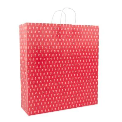 Papiertragetaschen mit gedrehte Griffe - Blumen 45+15x49 cm Rot (150 Stück) [FP-DPT085]