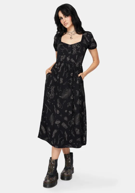 Helena Hochland Futtersuche Knopf Hoch Midi Kleid