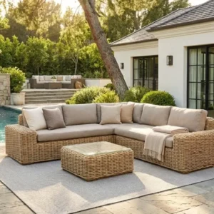 Zeo Living Lounge "Como" Geflecht/Alu Taupe
