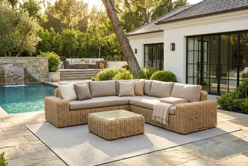 Zeo Living Lounge "Como" Geflecht/Alu Taupe