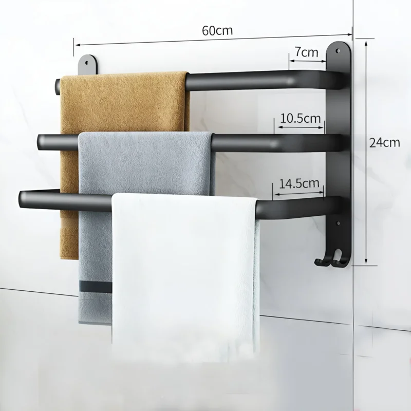 HangEase 3-lagige wandmontierte HandtuchaBrehnage – Aluminium platzsparendes Design | Brehn