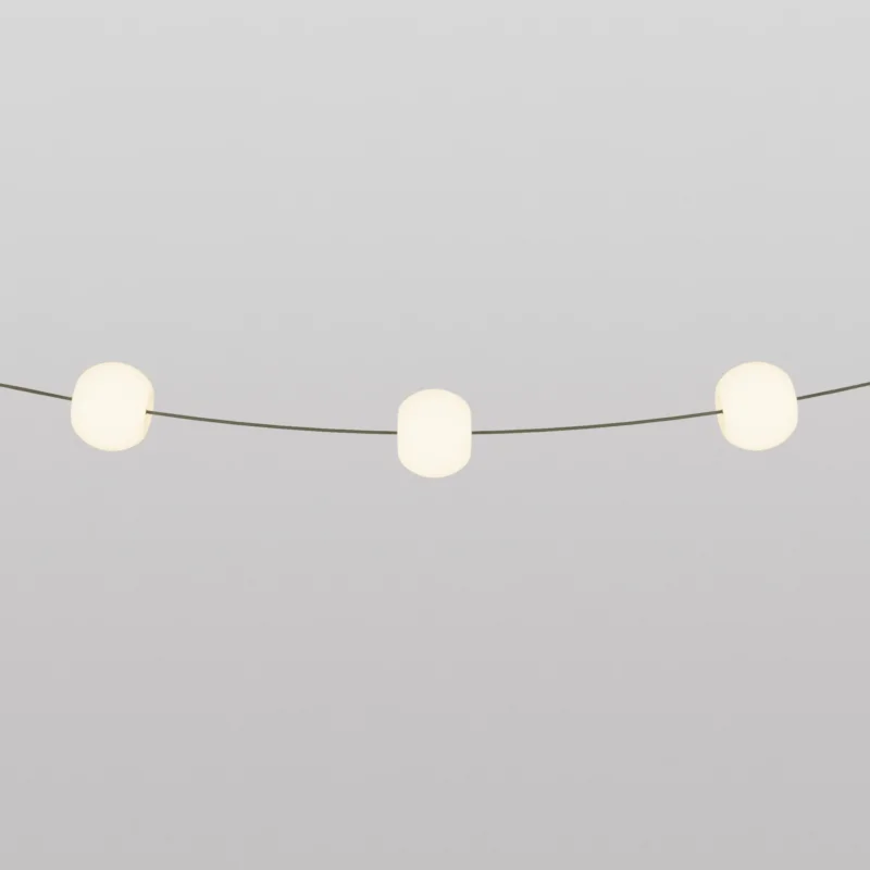 Catena luminosa 3 punti luce da esterno IP67 Verde Oliva - Marina3 Cherry 70 cm