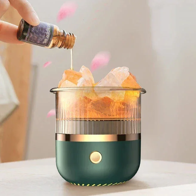 Brehn | Himalaya Salzkrystalllampe & Ätherischer Öl Diffusor, USB Ultraschall Luftbefeuchter für Zuhause & Büro