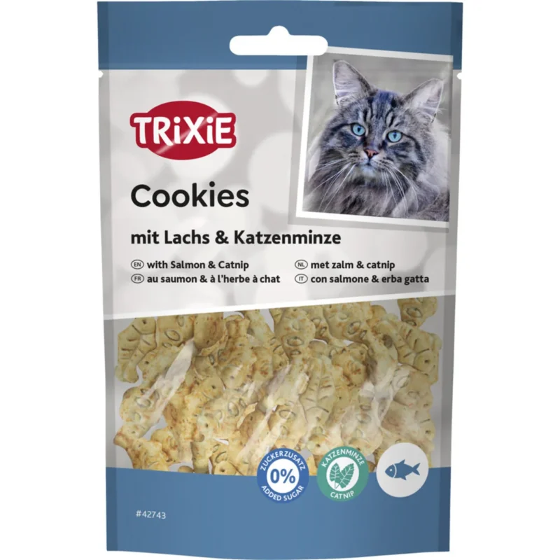 TRIXIE Cookies mit Lachs & Katzenminze - Leckerli für deine Katze – 50 g