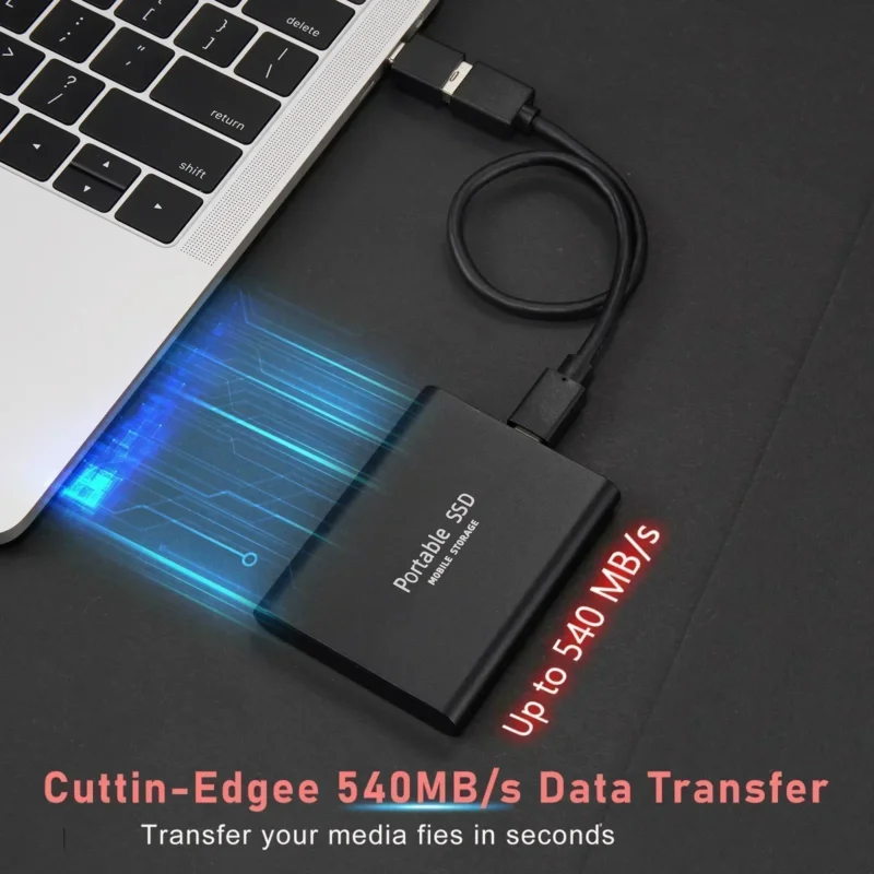 Brehn | 128GB Externe SSD | USB 3.1 & USB-C High-Speed | NVMe M.2 Technologie | Stoßfestes Gehäuse aus Aluminium-Legierung | Plug & Play für PC, Mac & Mobil