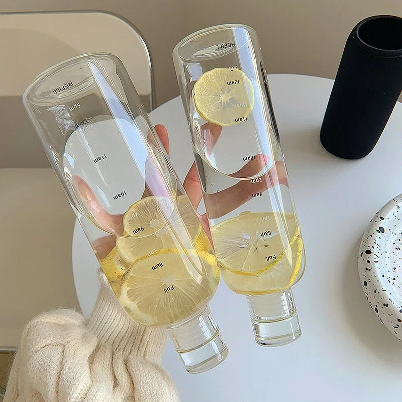 Brehn | Zeit Skala hitzebeständiger Glas Wasserflasche