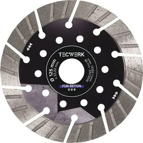 TECWERK Diamanttrennscheibe BETON PRO Ø 125 mm Segmenthöhe 15 mm Segmentstärke 2.4 mm Segmentbreite 35.7 mm
