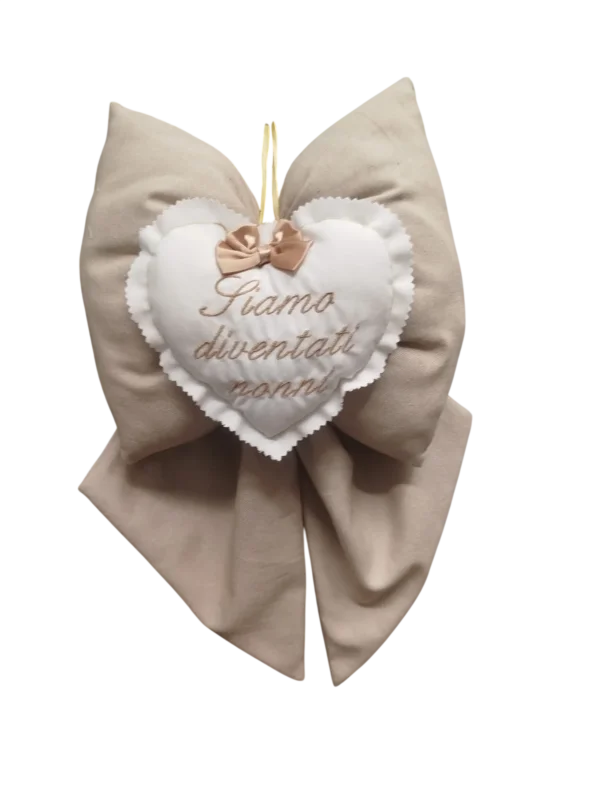 Fiocco Nascita con scritta siamo diventati Nonni Beige