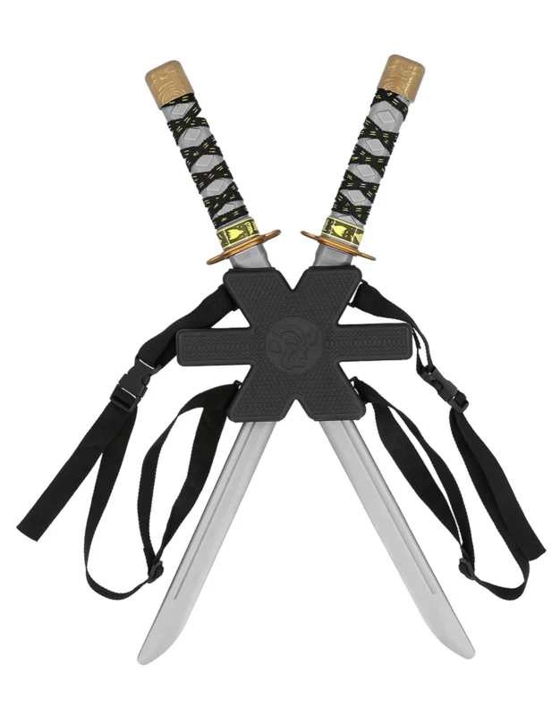 Accessoires épées samouraï super héros pour enfant noir et gris avec harnais dorsal