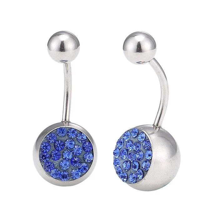 Bauchnabelpiercing Bananapiercing Edelstahl blau Zirkonia Steine 2 Kugeln - chic - net.de