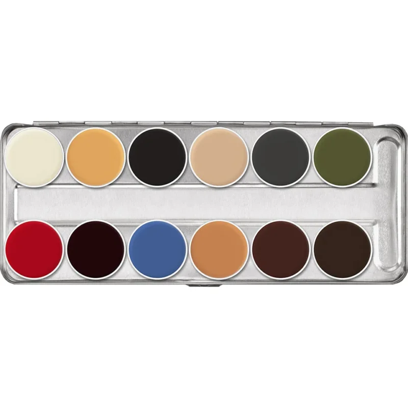 KRYOLAN RMG Rubber Mask Grease Palette 12 Farben B – Spezialteint für Gummiplastiken, 40ml