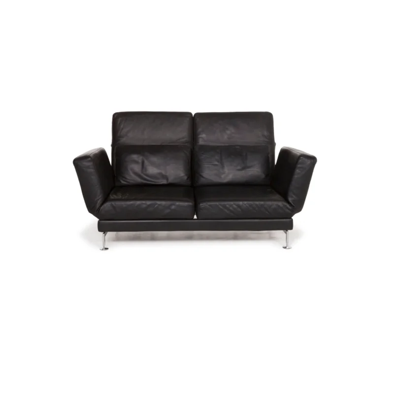 Brühl Moule Leder Sofa Schwarz Zweisitzer inkl. Funktion #13236