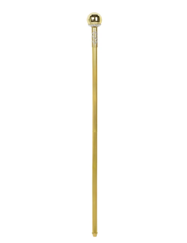 Canne dandy pimp pour adulte dorée avec pommeau dollar