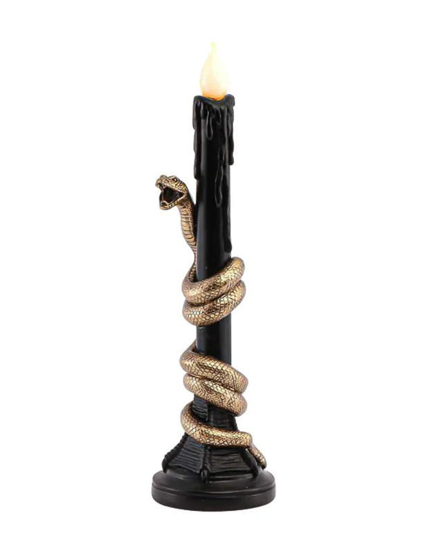 LED-Kerzenleuchter mit Schlangen-Motiv schwarz & gold 41 cm