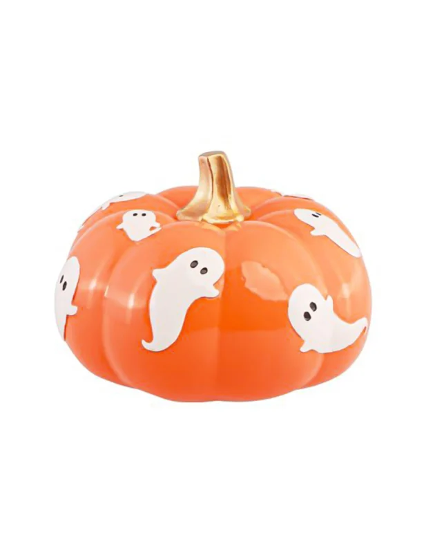 Deko-Kürbis mit Gespenstern Summerween Orange 15,5 cm