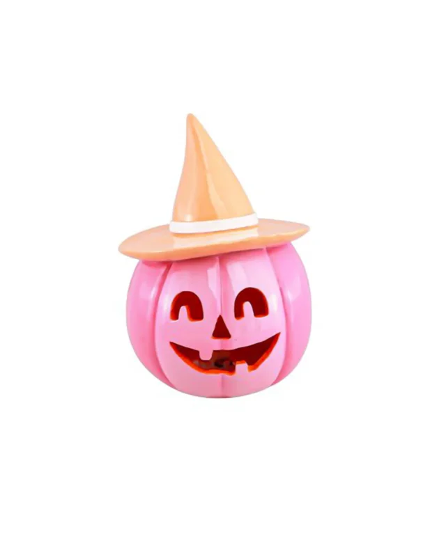 Halloween-Kürbis aus Harz - Rosa & Pastell-Orange - 17 cm