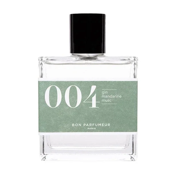 Bon Parfumeur - Les Classiques - 004 Parfumflakon mit grünem Etikett und schwarzem Verschluss vor weißem Hintergrund