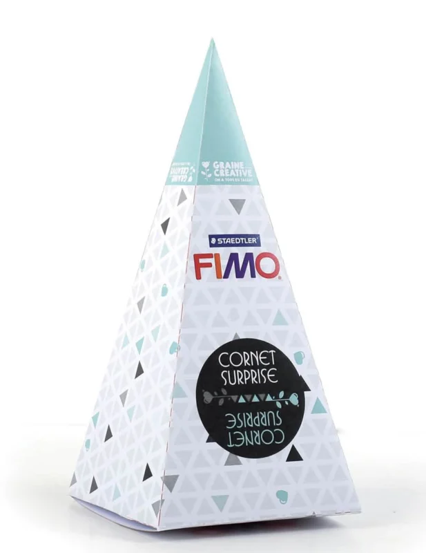 Détail du contenu du kit de modelage cornet surprise Fimo cactus bleu