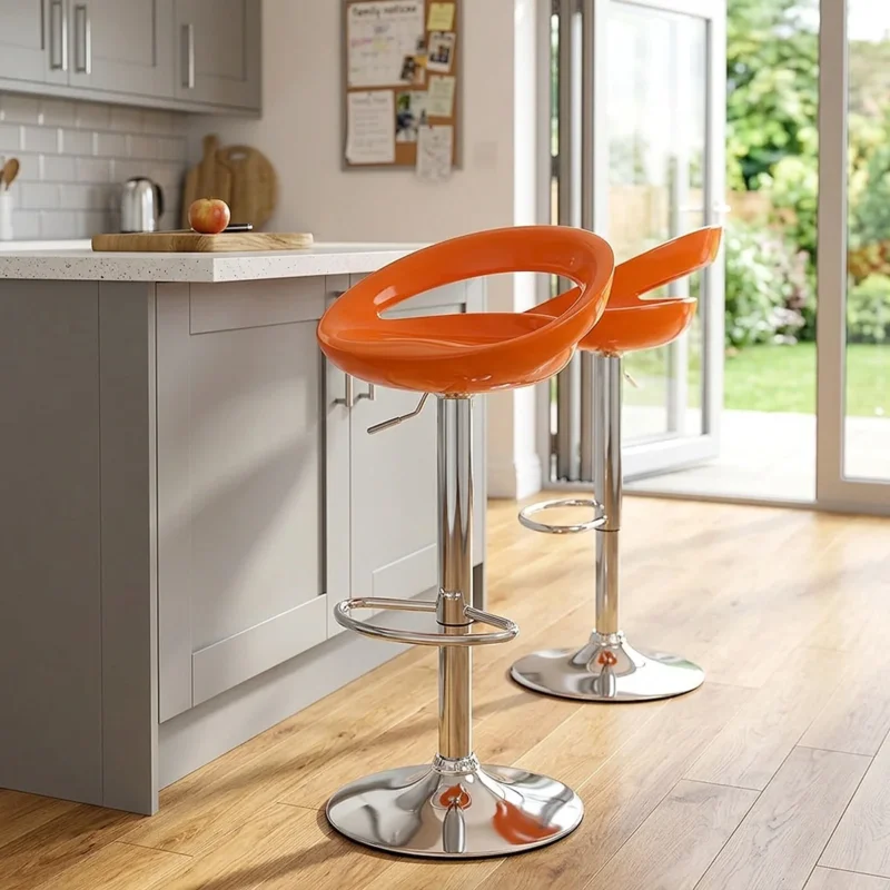 Kunststoff Barhocker Chrom - Crescent Orange