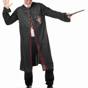 Déguisement avec accessoires Harry Potter pour adulte noir et bordeaux avec baguette