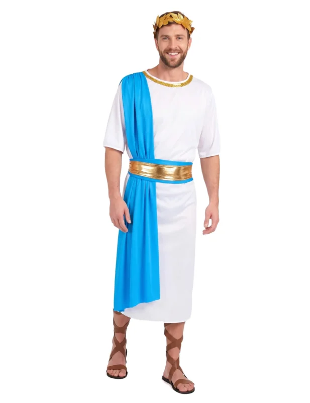 Griechischer Kaiser Kostüm für Herren weiss-blau-goldfarben