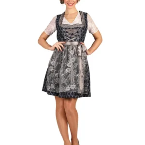 Premium bayerisches Kostüm für Damen in Blau und Silber