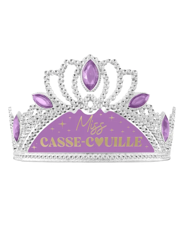 Diadème humoristique Miss Casse Couille pour femme argenté et violet