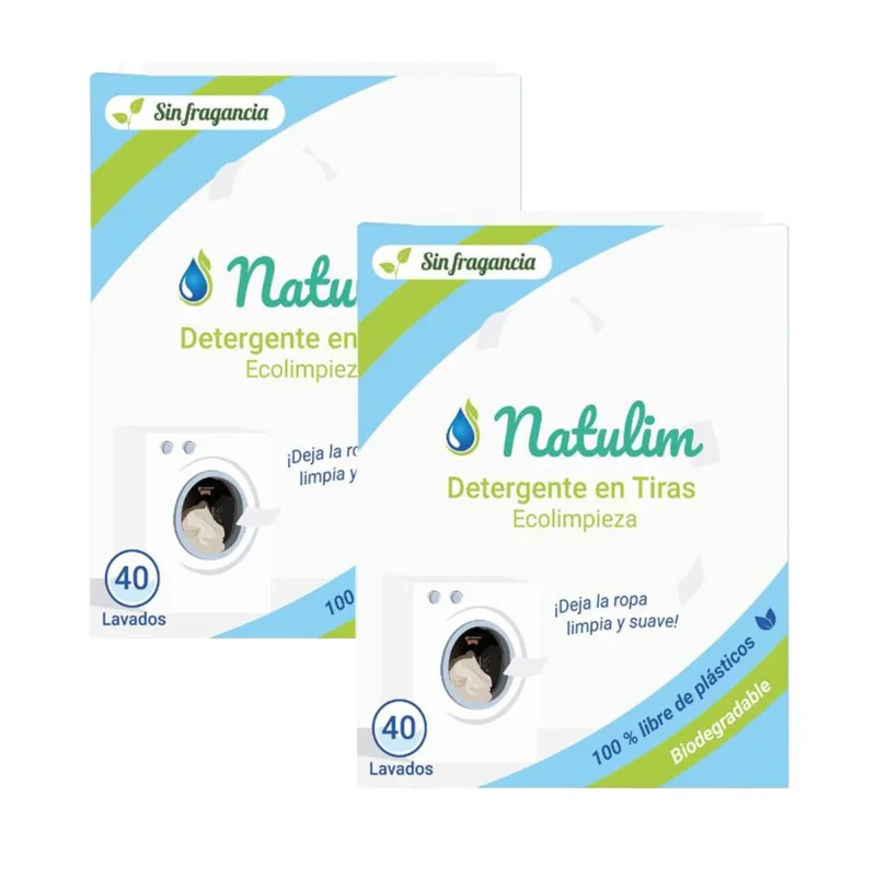Pack 2x Eco Tiras de Lavar sin fragancia, Natulim, 40 lavados