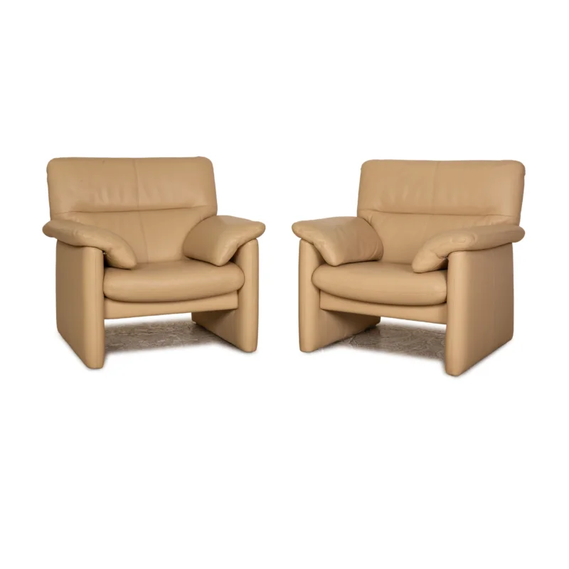 Erpo Leder Sessel Garnitur Creme