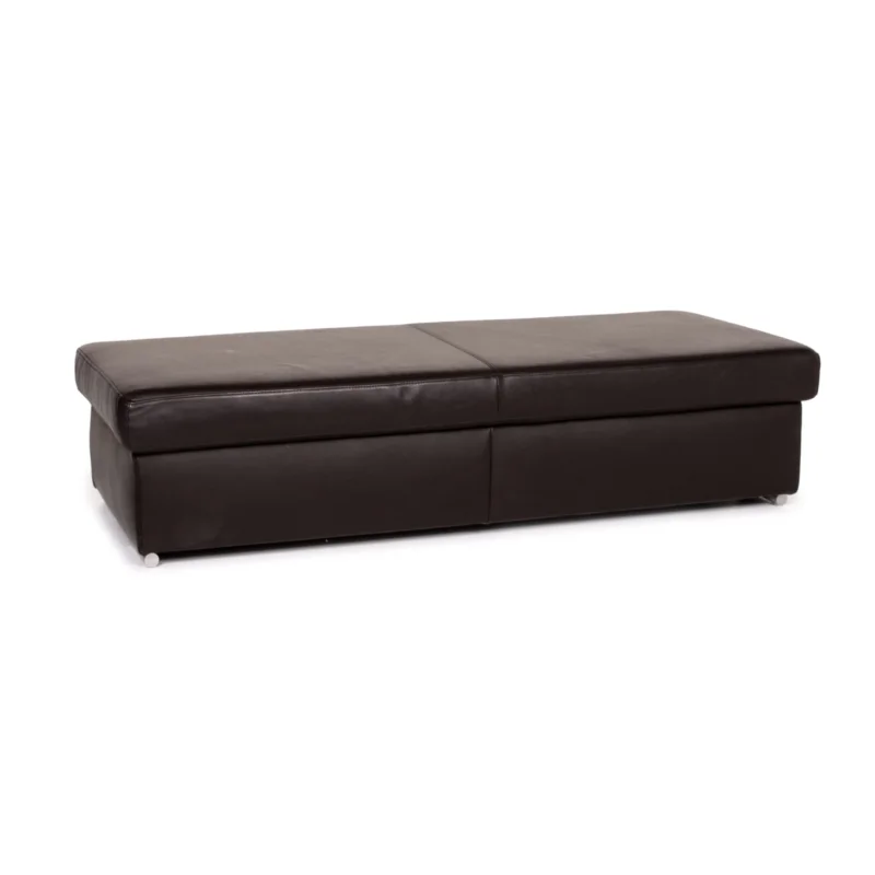 Ewald Schillig Leder Hocker Dunkelbraun Braun Ottoman #14201
