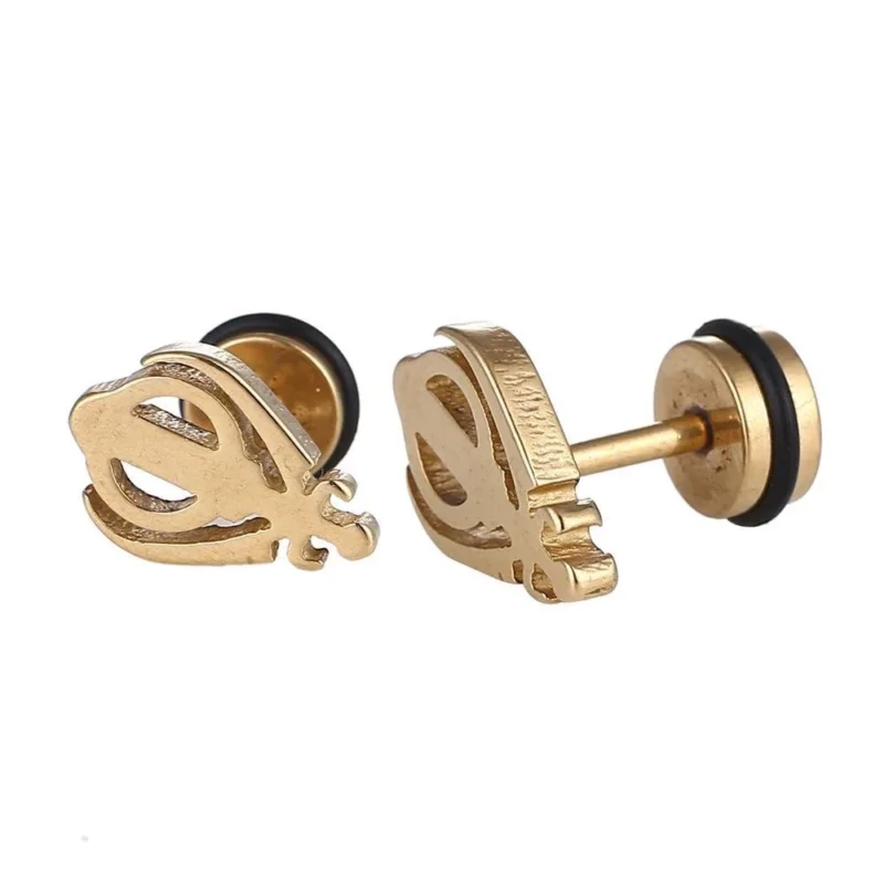 Fake Piercing Expander goldfarben Flügel Käfer Schaubverschluss Edelstahl - chic - net.de