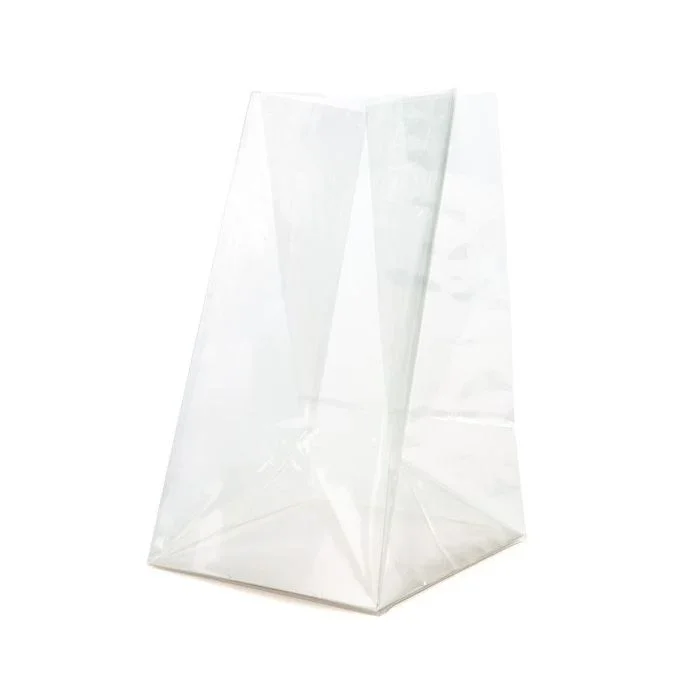 Block Bottom Bags Clear 8.9x5.7x24.8cm with paper insert