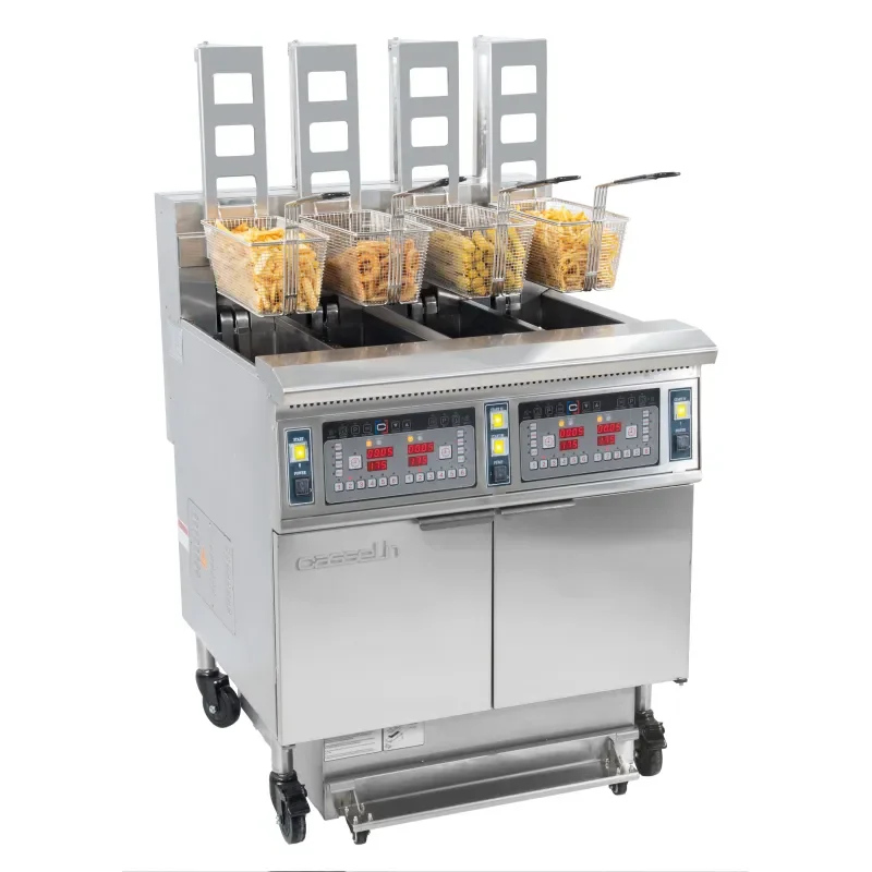 Casselin Elektrische Friteuse mit automatischem Heben und Filtrieren 4 x 12 Liter 17+17kW
