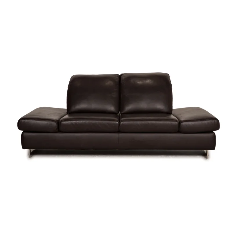 Global Wohnen Leder Sofa Dunkelbraun Zweisitzer Couch Funktion