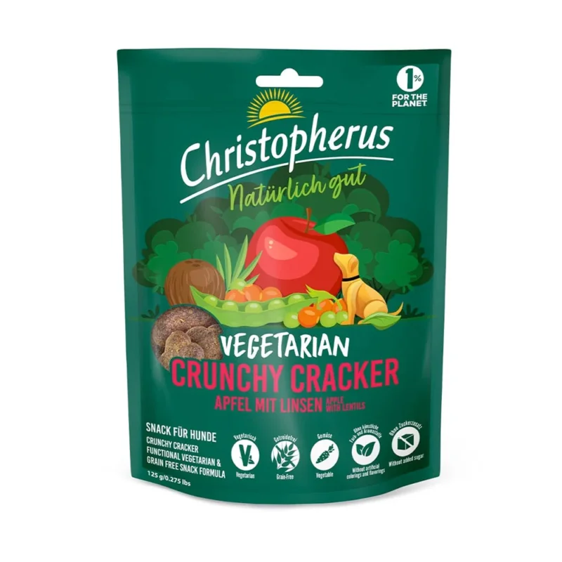 Christopherus Hundeleckerli Vegetarian Crunchy Cracker, Apfel & Linsen Veggie