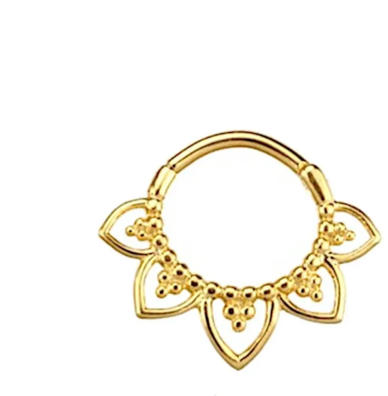 Klapp Segmentring Piercing Blume Edelstahl Gold PVD - chic - net.de