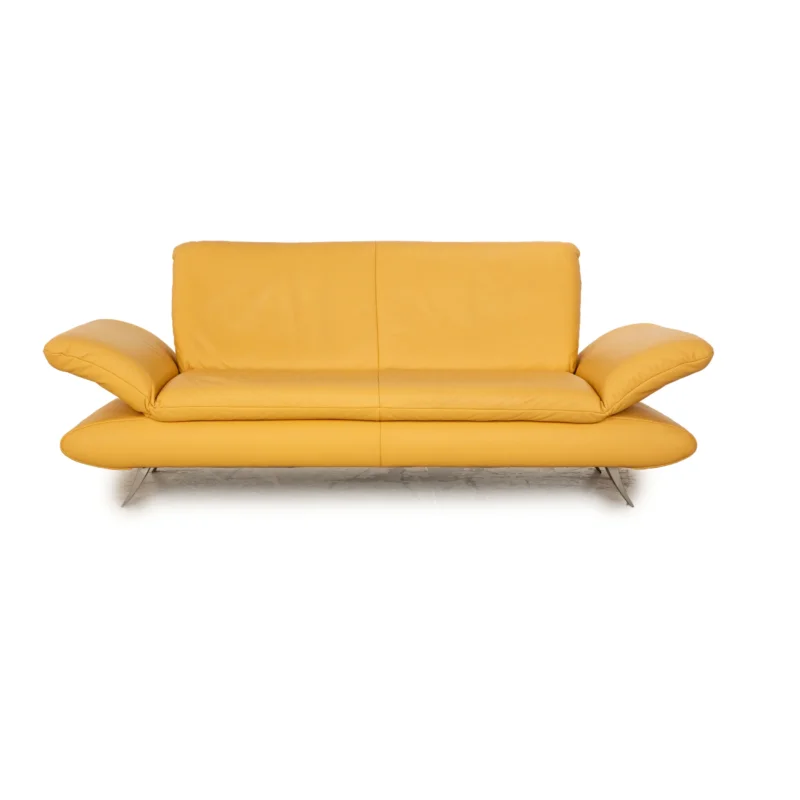 Koinor Rossini Leder Dreisitzer Gelb Sofa Couch manuelle Funktion