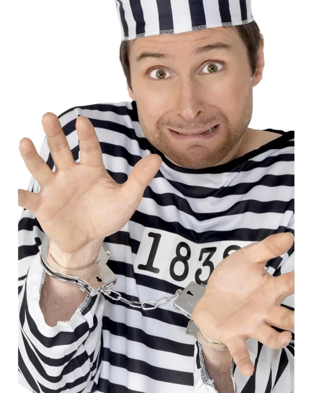 Silberne Polizei Handschellen für Fasching & Mottofeiern