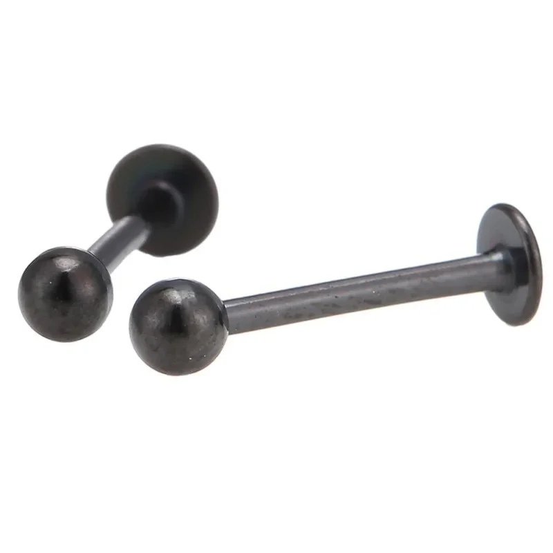 Labret modisches Piercing12 mm aus Edelstahl schwarz mit Kugel - chic - net.de