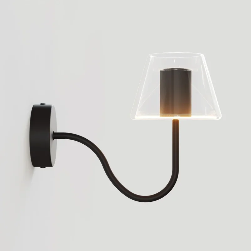 Lampada da parete Fermaluce G07 con estensione a S - Nero