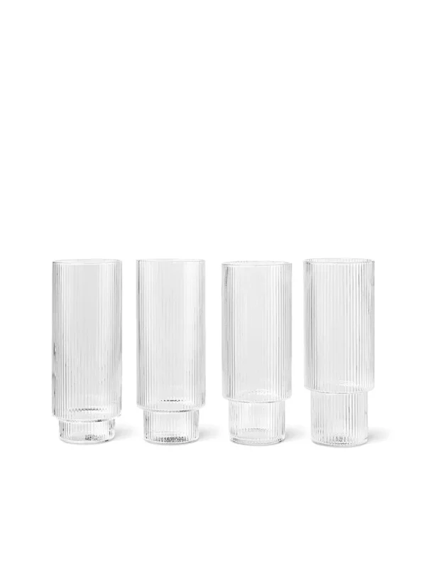 Ripple Long Drink Glas Clear, Set à 4 von Ferm Living