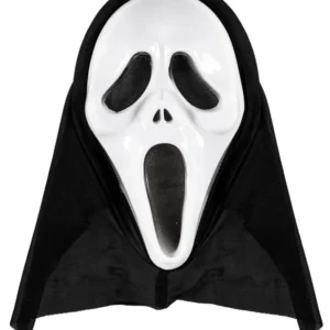 Masque fantôme tueur pour adulte blanc et noir avec cagoule