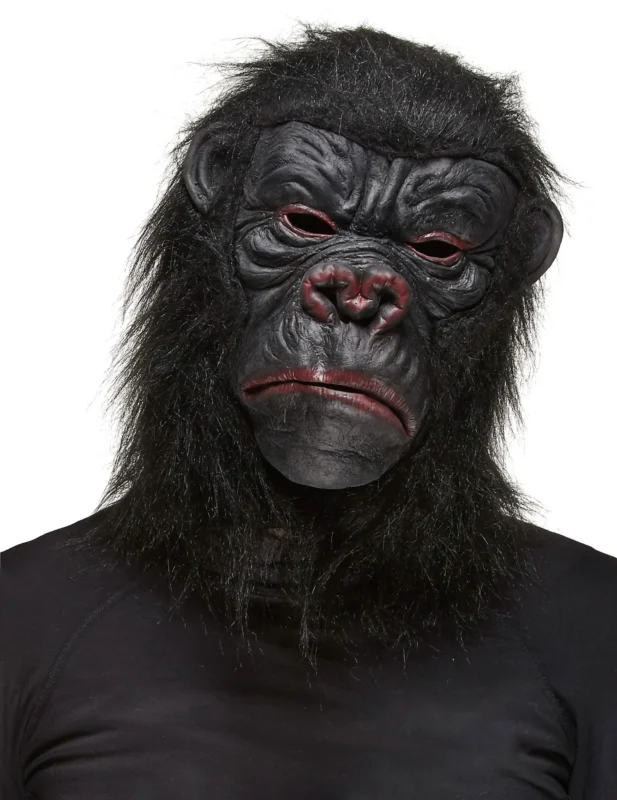 Masque de gorille pour adulte noir avec poils synthétiques