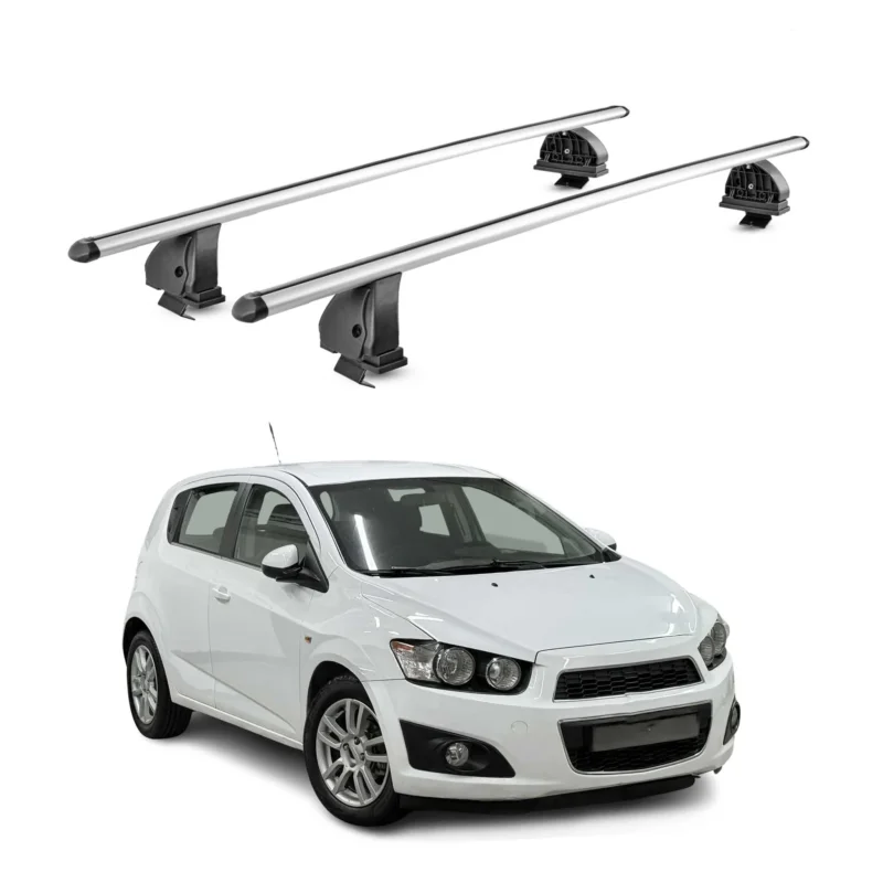 Alu Dachträger für Chevrolet Aveo II Schrägheck 2012-2016 Pre-FL T-Nut 2x Silber