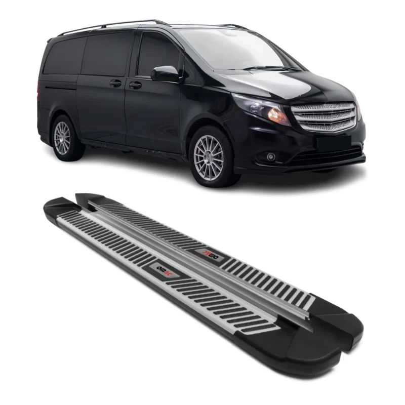 Trittbretter Seitenbretter für Mercedes Klasse 2014-2026 L1 L2 Alu Schwarz