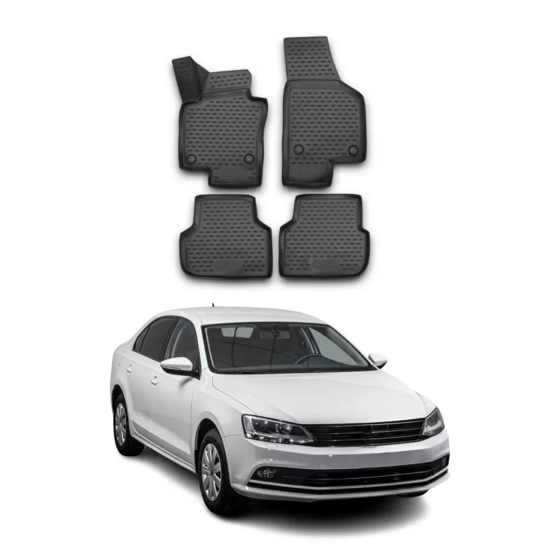 OMAC Gummimatten Fußmatten für VW Jetta 2010-2018 TPE Automatten Schwarz 4x