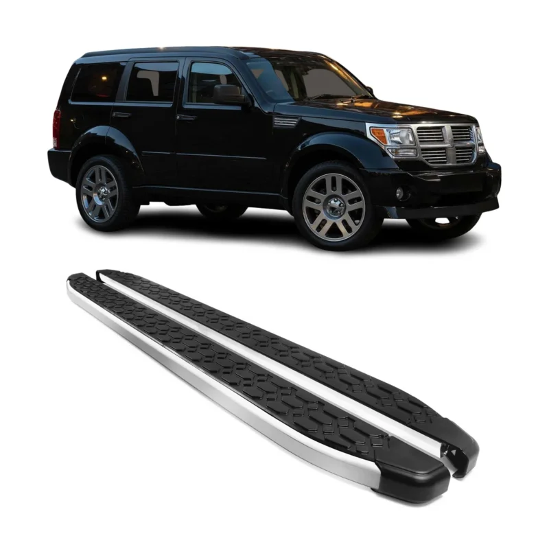Alu Trittbretter Seitenschweller für Dodge Nitro 2007-2011 Schwarz Silber 2tlg